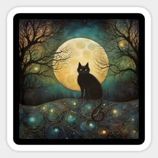 Mystical Black Cat Sticker